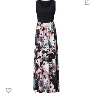 💕Sleeveless Tank Top Floral Print Maxi Dress